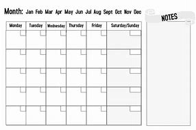 Image result for Plain Printable Reusable Blank Calendar