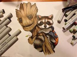Image result for Rocket and Baby Groot Tattoo