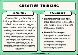 Image result for The Techniques and Tools to Generate Ideas and Facilitate Creative Thinking