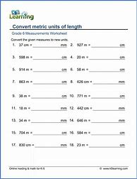 Image result for Grade 6 Length Worksheets