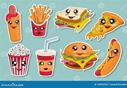 Image result for Kawaii Cartoon Fast Food