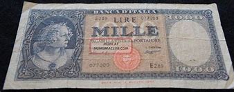 Image result for 1000 Lire Rare in Carta