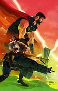 Image result for Ariel and Stitch as Thor and Rocket Raccoon
