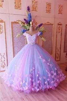 Princess Pink and Blue Ball Gown Cheap Prom Dresses,Quinceanera Dresses OKH98 – Okdresses
