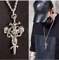 Image result for Skull Sword and Feather Brass Necklace