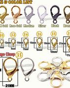 Image result for Lobster Claw Clasp Size Chart