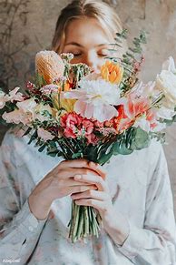 Image result for Girl with Bundle of Flowers