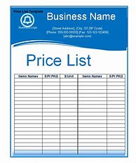 Image result for Business Price List Template