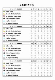 Image result for 75 Hard Printable Checklist Template