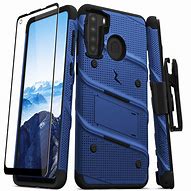 Image result for Zizo Bolt Case Tan and Green On Blue Phone