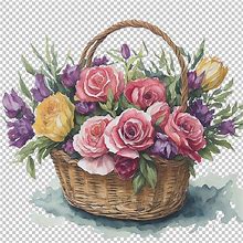 Image result for Watercolor Empty Flower Basket