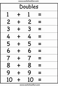 Image result for Addition Doubles Facts Worksheet