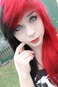 Image result for Red Dyed Hair Emo