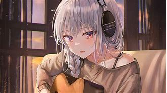 Image result for Anime Girl with Headphones and Guitar