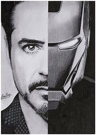 Image result for Iron Man Black and White Sketch