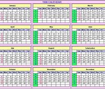 Image result for 1998 Yearly Calendar