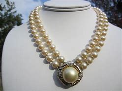 Image result for Vintage Gold Tone and Rhinestone Faux Baroque Pearl Pendant Necklace