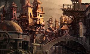 Image result for Futuristic Steampunk City