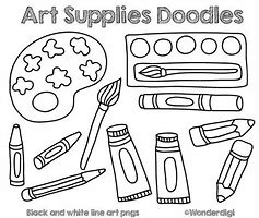 Image result for Art Supplies Clip Art Black and White