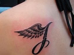 Image result for Angel Wing Tattoos with Initials