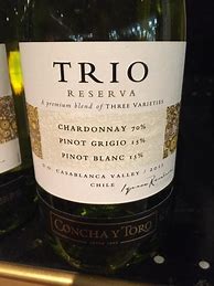 Image result for Concha y Toro Trio Chardonnay Pinot Grigio Riesling