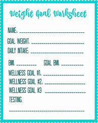 Image result for Weight Loss Goal Worksheet