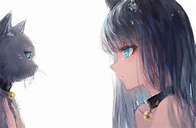 Image result for Anime Black Cat with Blue Eyes