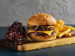 Image result for BBQ Triple Burger Side of Ribs
