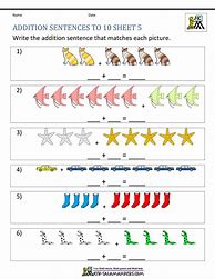 Image result for Addition of Sets Worksheet for Kindergarten