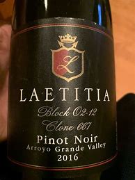 Image result for Laetitia Pinot Noir Black Label Block O2 12 Clone 667