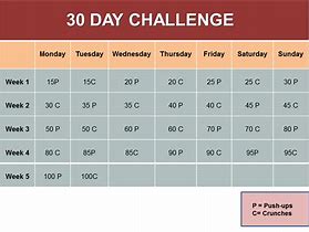 Image result for 30-Day Challenge Calendar Printable