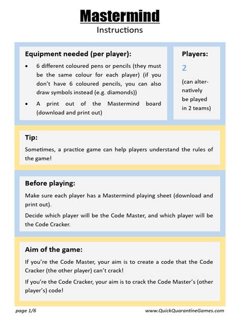 Image result for Mastermind Rules