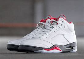 Image result for Fire Red Air Jordan 5 Shoe