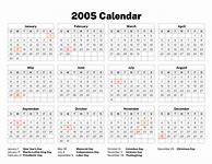 Image result for 2005 Calendar