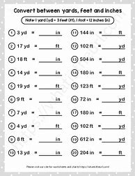 Image result for Yards Inches/Feet Chart 2nd Grade