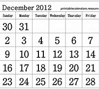 Image result for Calendar Decemember 2012