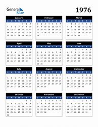 Image result for 1976 Calendar by Month