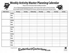 Image result for Weekly Activity Calendar