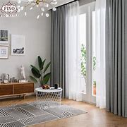 Image result for Living Room with Gray Curtains