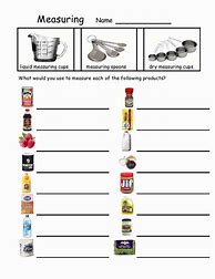 Image result for Kitchen Measuring Worksheets
