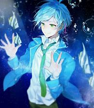 Image result for Blue Hair Anime Boy with a White Shirt and Red Tie