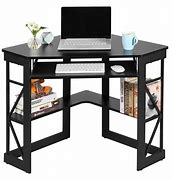 Image result for Corner Computer Desk with Dual Keyboard Tray