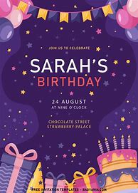 Image result for Happy Birthday Invitation Card in English