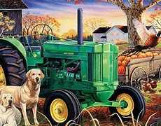 Image result for John Deere Art with Combine and Truck