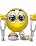 Image result for Image of Cartoon Smiley Face On Crutches