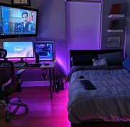 Image result for Small Bedroom Gaming Room Setup