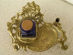 Image result for Brass Pen Holder with Inkwell