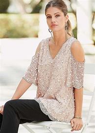 Image result for Long Sleeve Black Sequin Tunic