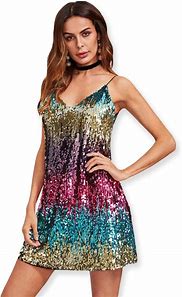 Image result for Multi color Sequin Dress