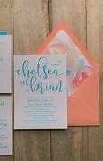 Image result for Teal and Coral Wedding Invitations